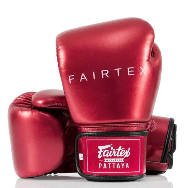 Fairtex Rękawice Bokserskie ze skóry syntetycznej BGV22 Metalic Czerwone