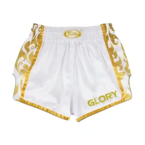 Fairtex Spodenki Muay Thai BSG2 Glory Białe/Złote
