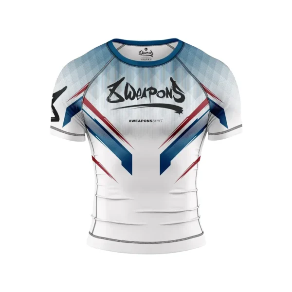 8 WEAPONS Rashguard męski krótki rękaw biały/granatowy/czerwony