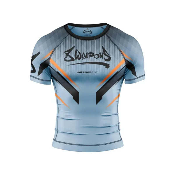 8 WEAPONS Rashguard męski krótki rękaw lodowy/szary/pomarańczowy