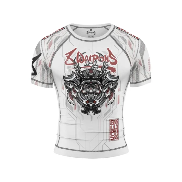 8 WEAPONS Rashguard męski krótki rękaw Samurai 2.0 biało-czerwony