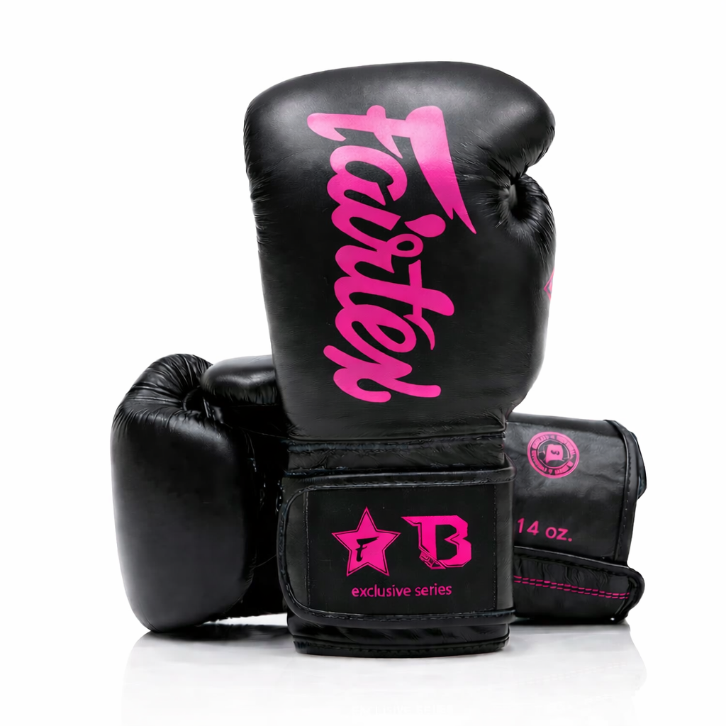 Fairtex X Booster rękawice bokserskie ze skóry naturalnej FXB BG V2 Czarno/różowe